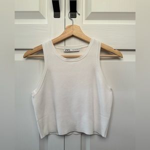 Zara White Cropped Tank